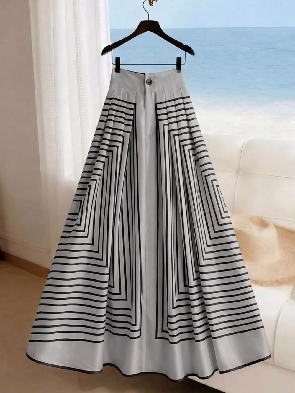Grey Casual Women's Geometric Print maxiSkirt - Picture 4 of 4